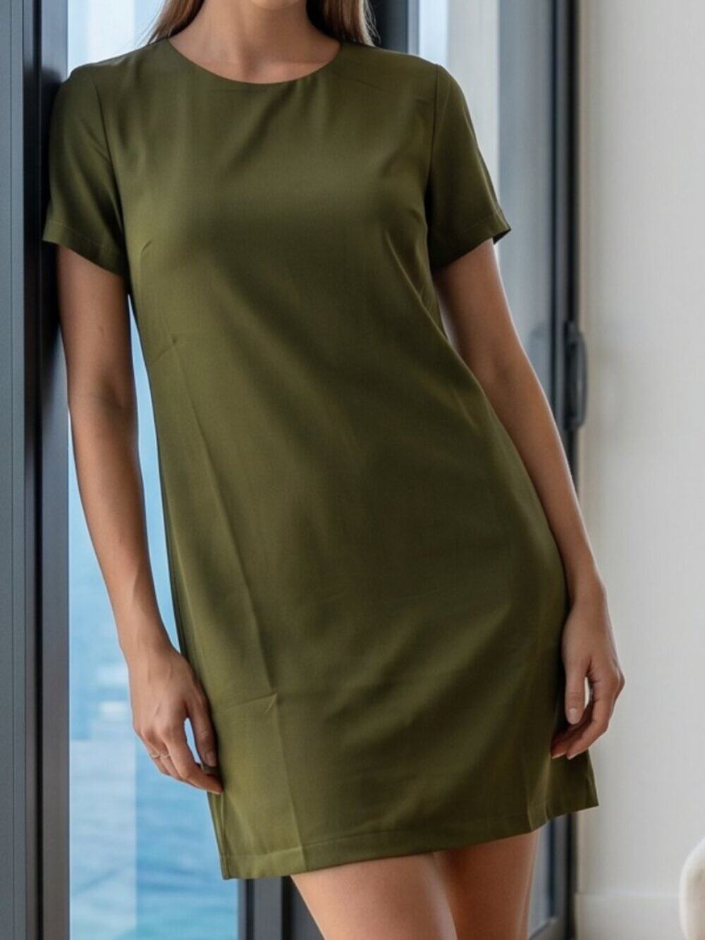 NWT LULU'S shift & shout mini shift back zipper dress olive M